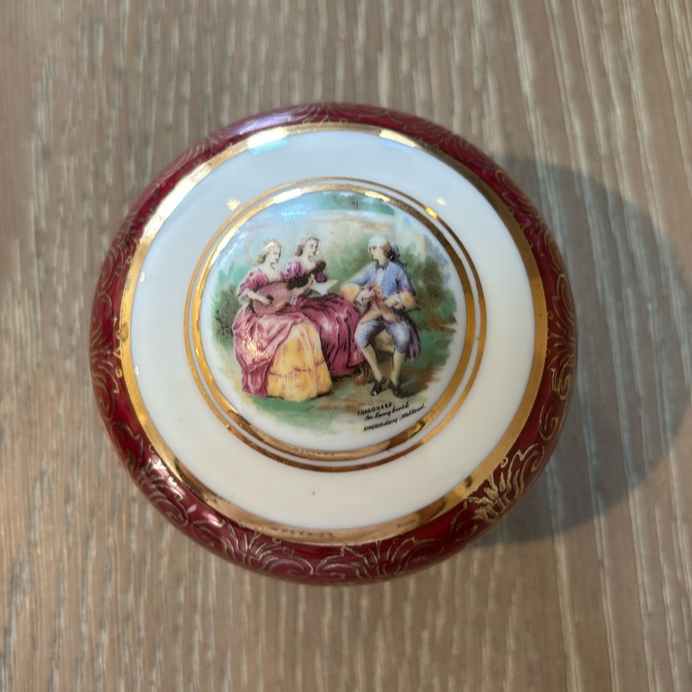Fragonnard Small Vintage Porcelain Decorative Jewelry Box Amsterdam Woodland